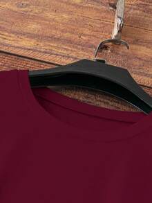 Áo thun tay ngắn dệt kim ôm vừa vặn thời trang giản dị dành cho nữ - Đỏ - Xem 4