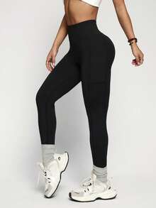 Easithlete Phone Pocket Side Tummy Control Sports Leggings Yoga Women Pants