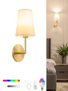 Rechargeable Battery Powered Wall Lamp, Gold Chargeable Wall Light With 2000mAh, Dimmable, Detachable Bulb And Remote Control, 15 Colors Wireless Wall Lamp For Bedroom, Living Room, Corridor Decor