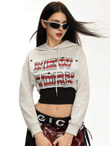 Rina Fox 2025 Women's Short Printed Sweatshirt Jacket, Autumn/Winter - Light Grey - View 4