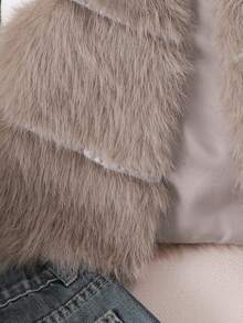 Sparklyn Autumn/Winter Girls Faux Fur Khaki Vest, Casual & Comfortable, Suitable For Party, Gathering, Daily Wear - Khaki - View 5