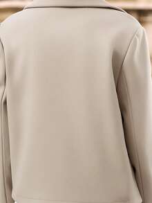 SHEIN Frenchy Women's Autumn Commuter Notched Collar Double-Breasted Blazer Winter - Apricot - View 7