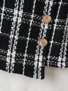 Maija Kids 年轻女孩黑色针织盖袖T恤和黑白格子裙休闲两件套 - 黑與白 - 查看 8