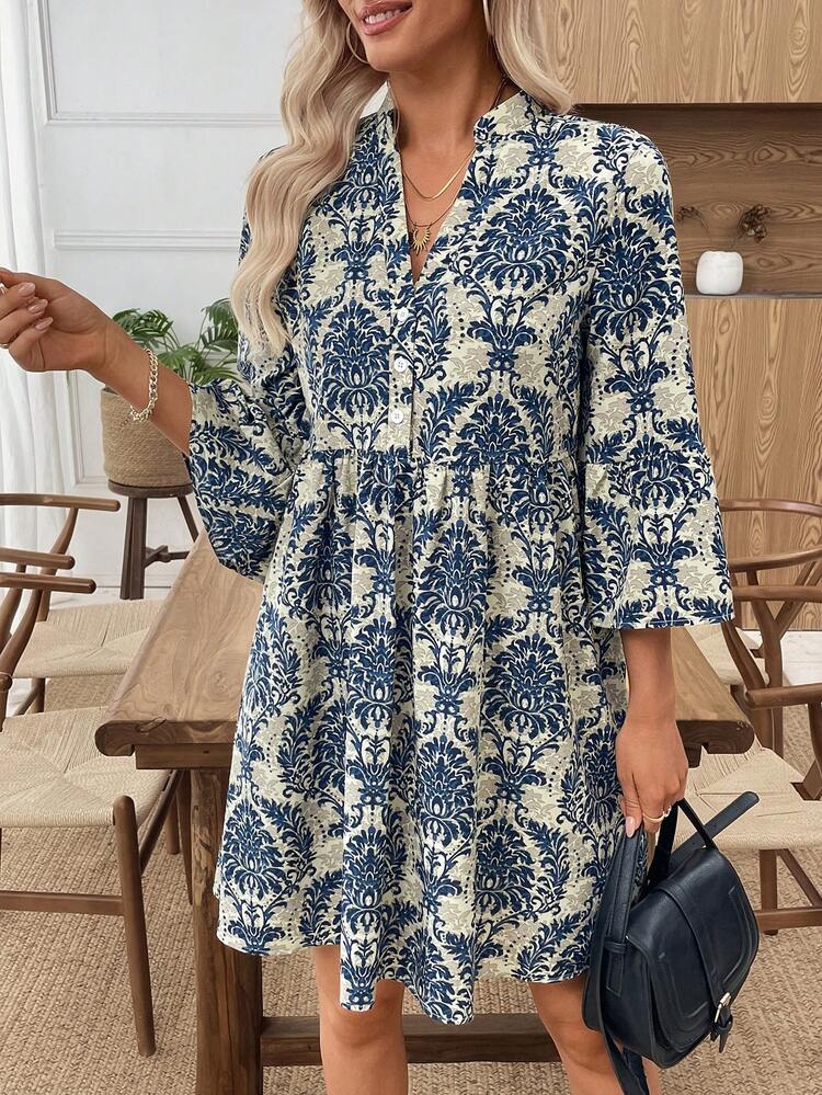 Women's Fashion Casual Printed Short Dress