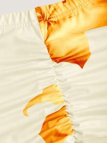 Sweetra 2件套女士优雅派对纯色美人鱼裙和花卉印花裙套装 - 淡黃色 - 查看 5