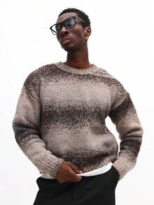SUMWON Chunky Knit Sweater With Gradient Pattern For Cozy Winter Casual Wear - Brown - View 5