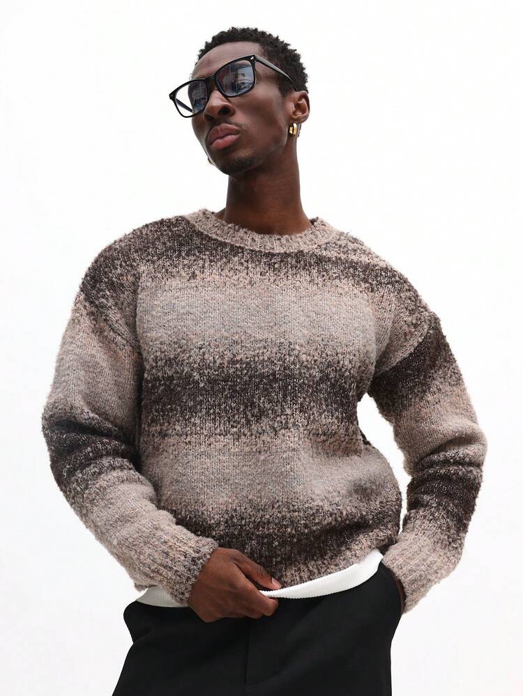 Chunky Knit Sweater With Gradient Pattern