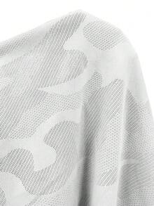 SHEIN Sports 3 件大码女式休闲运动上衣，迷彩，提花，网眼拼接，圆领，不对称下摆，适合宽松运动装，日常休闲，跑步，瑜伽，健身，网球，春夏/秋季 - 彩色 - 查看 7