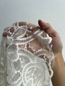 Elenzga 大码女式复古法式蕾丝提花蝴蝶结网眼拼布长袖连衣裙，适合秋冬季、返校、毕业典礼、节日、情人节、圣诞节、音乐节、母亲节、万圣节、感恩节、复活节、国庆节、舞会、约会、派对、婚礼、户外活动 - 杏色 - 查看 8