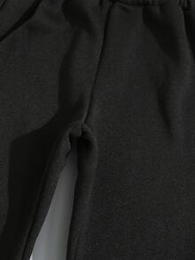 3 件套女童休闲时尚卡通可爱豹纹图案保暖舒适喇叭裤，秋冬 - 彩色 - 查看 3