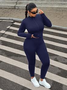 SHEIN EZwear Plus Size Black Sleeveless Jacket, Elastic Lightweight Yoga Sports 3 Pieces Set