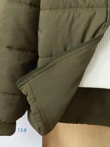 Autumn/Winter New Minimalist Thick Hooded Jacket For Tween Boys Casual Zip-Up Loose Fit Outerwear - Green - View 6