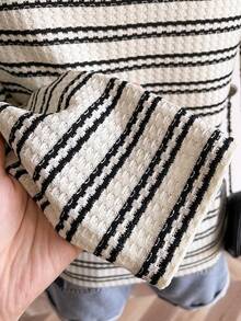 Sweetra Young Girls Striped V-Neck Long Sleeve Base Layer T-Shirt, Autumn/Winter - Apricot - View 4