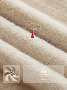 Anewsta 女士优雅人造毛领收腰高端冬季外套 - 杏色 - 查看 8