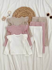 Loomiva 6-częściowy zestaw bluzy z nadrukiem literowym dla chłopca, z długim rękawem i okrągłym dekoltem, ze spodniami w pasie i elastycznym paskiem