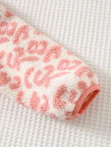 Cozy Pixies 女童豹纹保暖内衬圆领半拉链套头卫衣