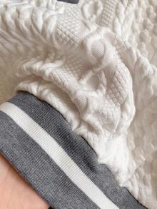 青少年女孩休闲可爱时尚纹理面料学院风海军蓝领针织两件套 - 灰色 - 查看 5