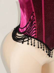 SHEIN ICON Top corto con forma de murciélago hecho de espinas de pescado para mujeres - Burdeos - Ver 5