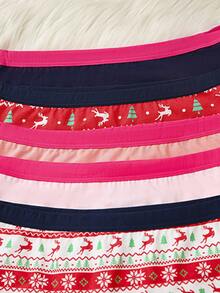 Set de 5 bragas de bikini suaves con lindo estampado de árbol de Navidad, dando una sensación festiva - Multicolor - Ver 5