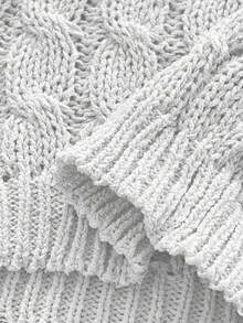 Maweii 大码女式毛衣纯色浅粉色，扭绳，珍珠项链，性感修身，优雅，派对女式上衣，高端设计感，短款针织上衣，秋冬，女式外套，女装斯堪的纳维亚派对针织镂空Y2K派对上衣闪光针织 - 白色 - 查看 8