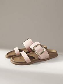 Solecia 女士编织材质金属扣平底勃肯凉鞋 - 淺粉色 - 查看 2