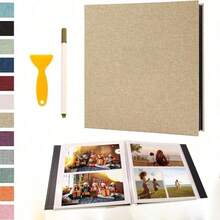 1pc Self-Adhesive Scrapbook Album With Magnetic Pages, 4x6, 5x7, 8x10 Photo Album, Drawing Book With Metal Pen, Suitable For Gift, Family, Wedding, 11x10.6 Inches, 40 Pages, White Gifts Birthday Graduation - Multicolor - View 16