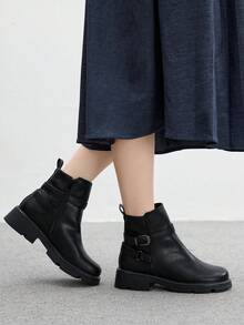 CUCCOO BIZCHIC 女士时尚百搭休闲粗跟踝靴 - 黑色 - 查看 6