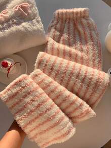 Comfortcana Quần nỉ ấm sọc hồng, mùa đông - Hồng - Xem 4