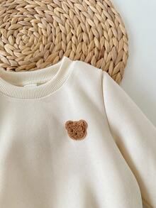 SHEIN 3pcs/Set Young Boys Casual Cute Casual Unisex Letter Printed Everyday Cozy Warm Unisex All-Match Solid Color Loose Fitted Crew Neck Sweatshirts Cute Cartoon Print Black & White Striped Khaki Plain Long Sleeve Sweatshirt Set Suitable For Outings, Street Wear, Parties, Home, Back To School, Birthday, Baby Shower, Holiday Parties, Autumn Winter Boys Clothes Set Kids Clothes Boys Sweatshirt Toddler Boy Clothes Fall - Multicolor - View 6