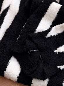 Louniche 女士休闲条纹针织睡衣套装（两件套），秋冬款 - 黑與白 - 查看 8