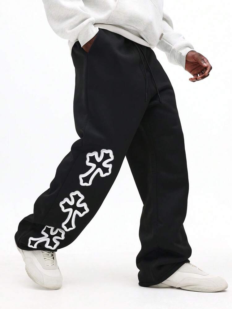 Sweatpants With Cross Logo Graphics