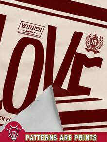 SHEIN EZwear 休闲街头风酒红色爱心印花卫衣，适合秋冬季外出穿着 - 彩色 - 查看 3