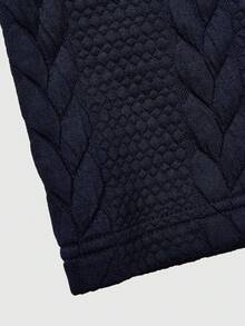 SHEIN Explorewe 2pcs/Set Kids Boys Knitted Long Sleeve Collared Sweatshirt And Casual Pants Set, Autumn/Winter New Arrival - Navy Blue - View 4