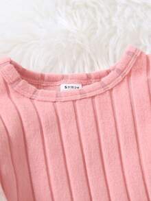 SHEIN Playful Pals 3 件套幼儿休闲长袖可爱甜美条纹针织面料舒适柔软 T 恤上衣搭配修身裤，印花图案设计，买 1 套送 2 套，百搭 T 恤套装适合旅行、居家或户外穿着，四季皆宜 - 彩色 - 查看 7