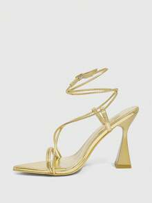 CUCCOO SZL Women's Fashionable And Elegant Heeled Sandals For Commuting Valentine's Day - Gold - View 4