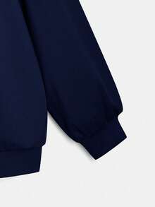 SHEIN EZwear 海军蓝加大码女式印花运动衫和运动裤两件套 - 藏蓝色 - 查看 6