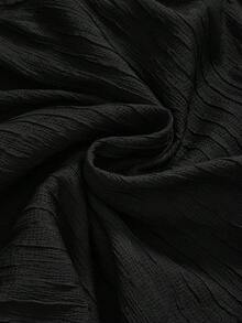 ROMWE Grunge Punk Urban Chic Textured 3D Striped Cinched Waist Women's Shirt - Black - View 4