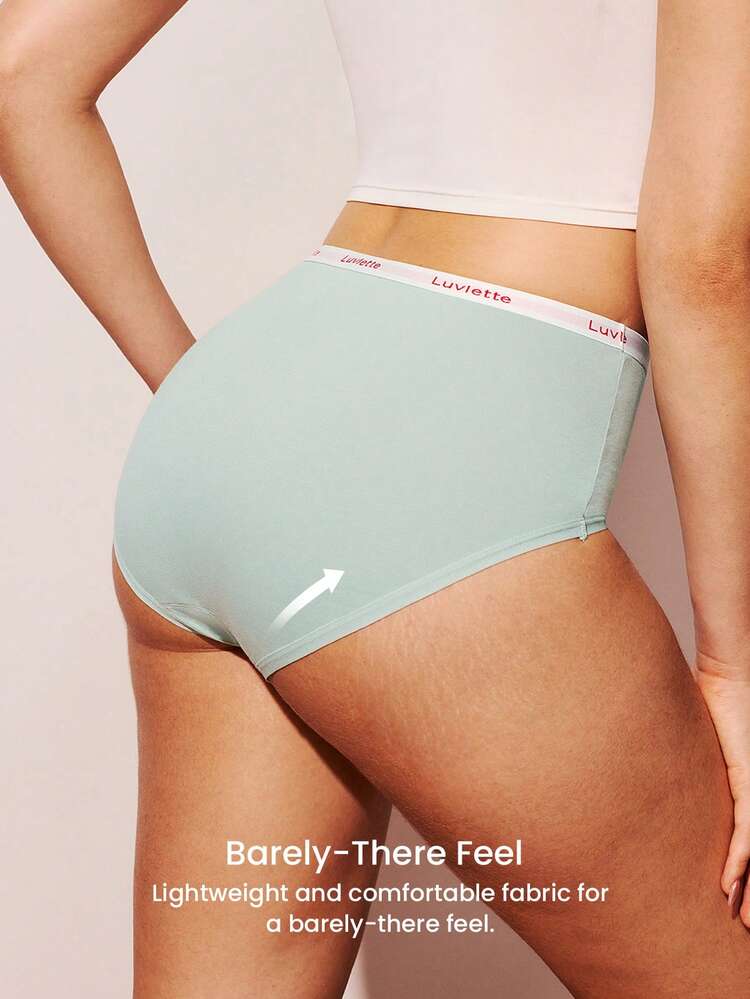 Paquete de 3 bragas de algodón suave de cintura alta para mujer - Estilo de pijamas de Navidad y Año Nuevo