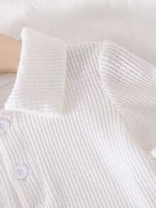 SHEIN Playful Pals Baby Boy Solid Color Polo Collar Long Sleeve Casual Top - Multicolor - View 4