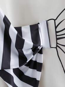 GlowEve CURVE 女士蝴蝶结拼布运动衫，新款条纹撞色宽松套头衫，春秋季 - 杏色 - 查看 4