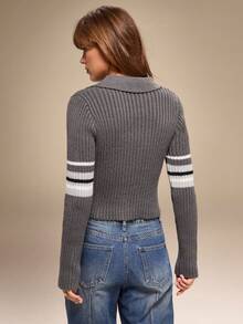 Hanevo Suéter de punto de ajuste ceñido casual para mujer, minimalista y versátil, para otoño/invierno