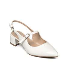 WEIDE Zapatos de tacón medio destalonados para mujer – Punta fina con metal, elegantes y cómodos, ideales para oficina y eventos sociales - Beis - Ver 5