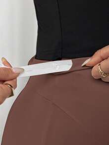 SHEIN Maternity Solid Color Casual High Elasticity Slim Fit High Waist Leggings - Brown - View 5