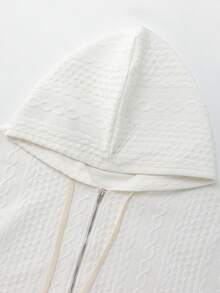 SHEIN PETITE CURVE 大码女式提花梭织卫衣，休闲风格，日常必备时尚单品，简约优雅 - 白色 - 查看 5