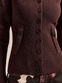 Easelle Maglione casual con bottoni davanti, colore marrone caffè, adatto per autunno/inverno - Caffè Marrone - Visualizzare 8