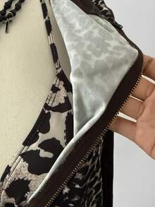 Áo sweatshirt nữ cỡ lớn Sunspun kiểu vintage punk/Y2K gợi cảm với họa tiết da báo, phối họa tiết thoi kim cương, viền gấu bằng nhung gân, khóa kéo, thích hợp cho mùa thu/đông. - Nhiều màu - Xem 8