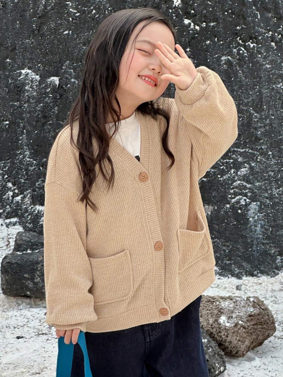 Dazy Kids Young Girls Jacket, Autumn - Khaki - View 1