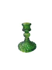 1pc/2pcs Green Glassware Diamond Patterned Candlestick Pedestal, Home Decor Centerpiece, Glass Candlestick Holder Taper And Pillar Candle Holder, For Dining Table, Living Room,Wedding,Gifts, Desktop Decoration Wedding Dinning Party - Green - View 4