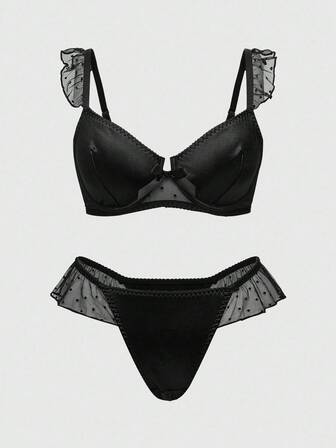 Sexy Dessous-Set im Gothic-Stil in Übergröße mit Rüschen, Babydoll und Rüschen