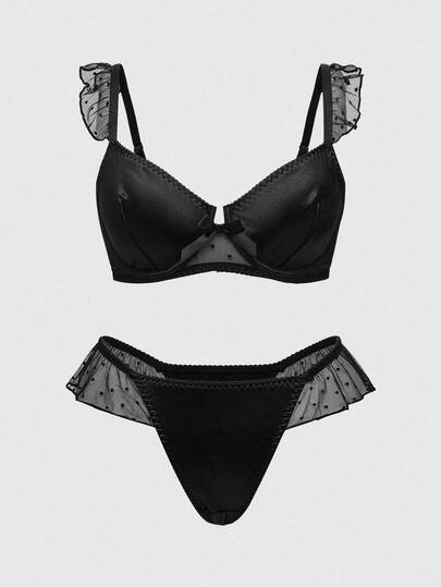 Goth Set di lingerie sexy con balze in stile gotico, taglie comode